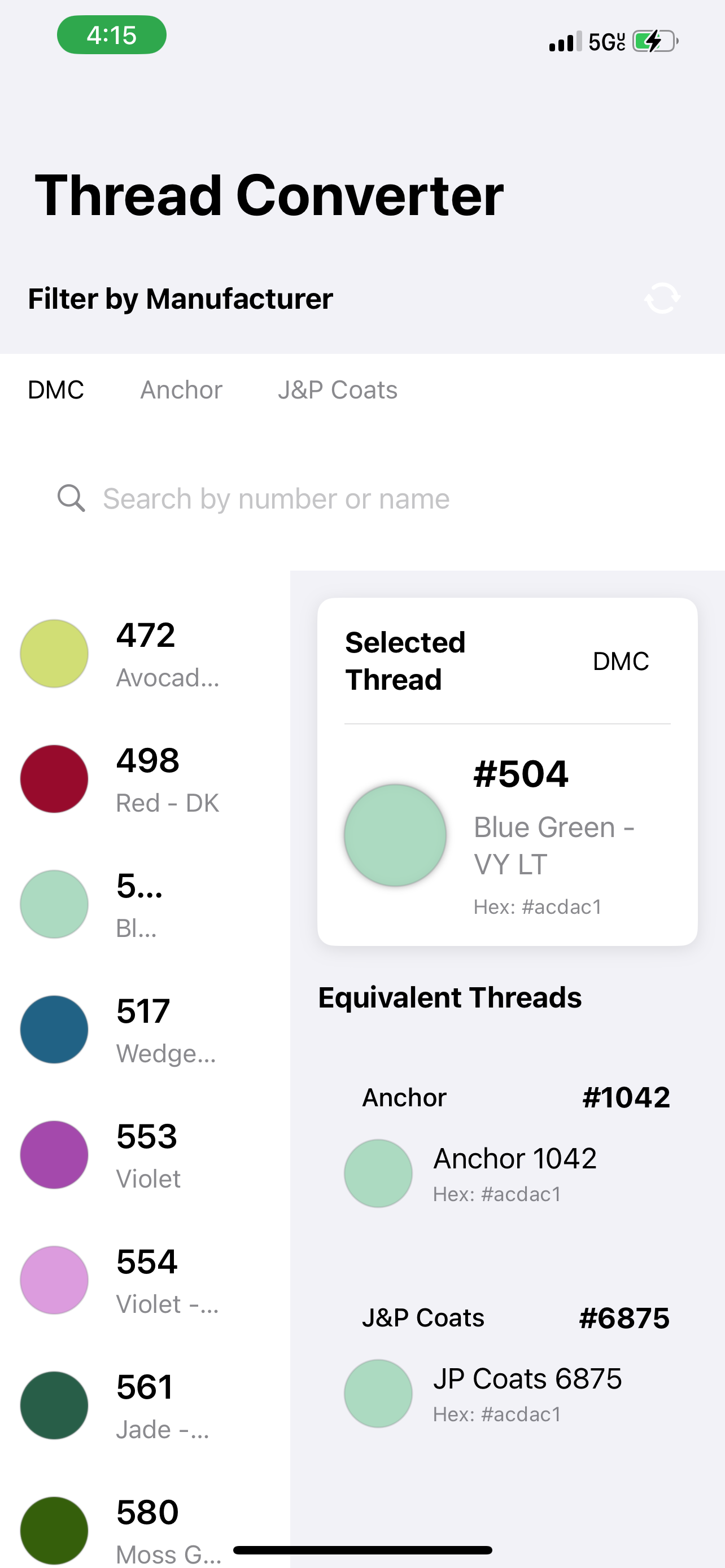X Stitch Floss Finder Screenshot 2